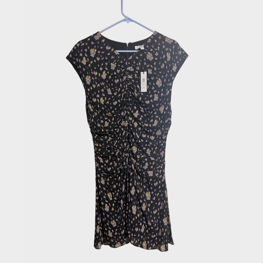 Banana Republic Georgette Ruched-Front Mini Dress Size 14 NWT Black